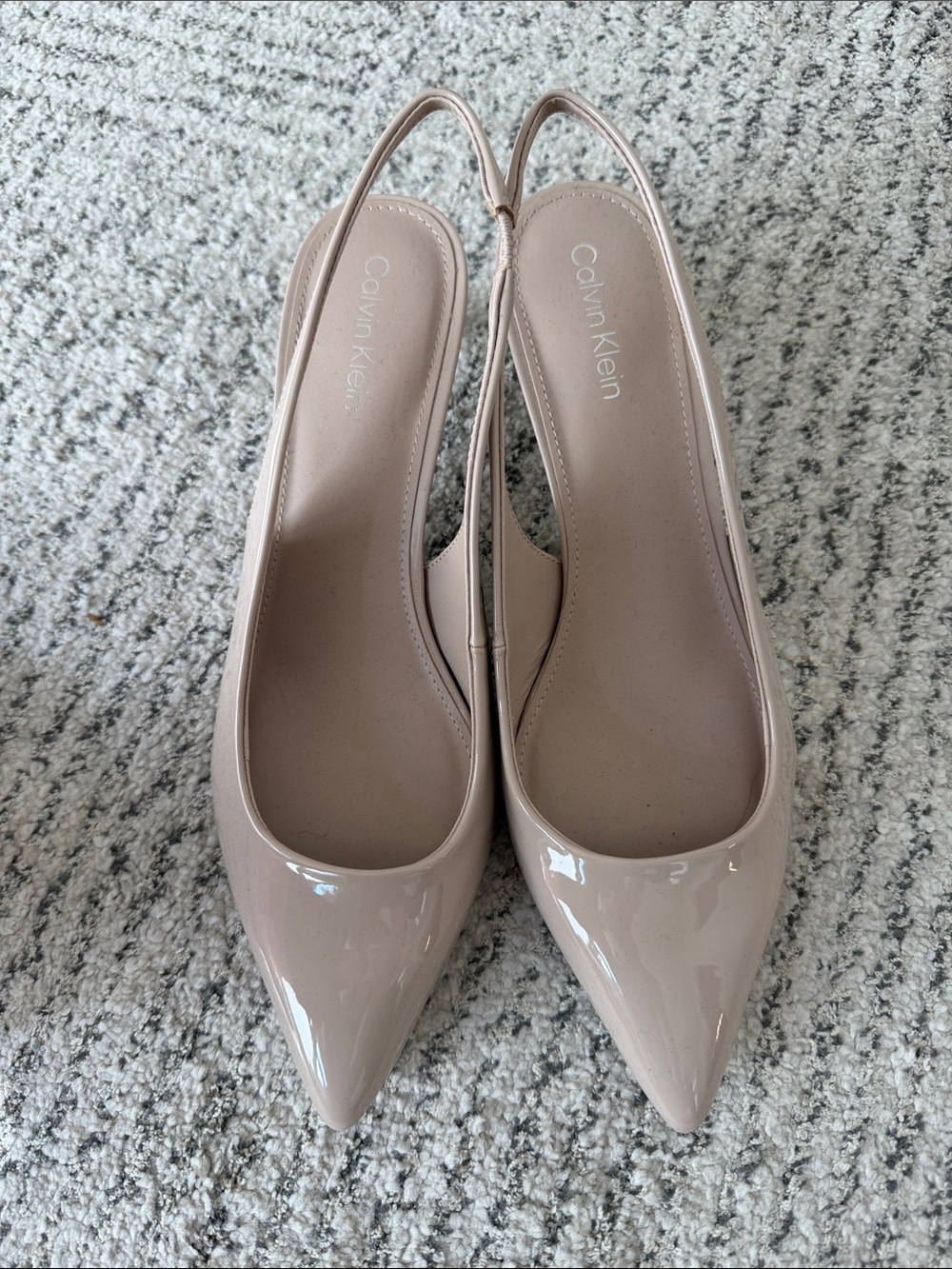 Calvin Klein Blush Patent Pointed Slingback Heels
